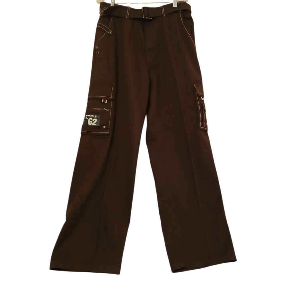 PJ Mark Mens Brown Cargo Pants 36x32 NWT‎ Loose Fit Multi Pocket Utility i-fe